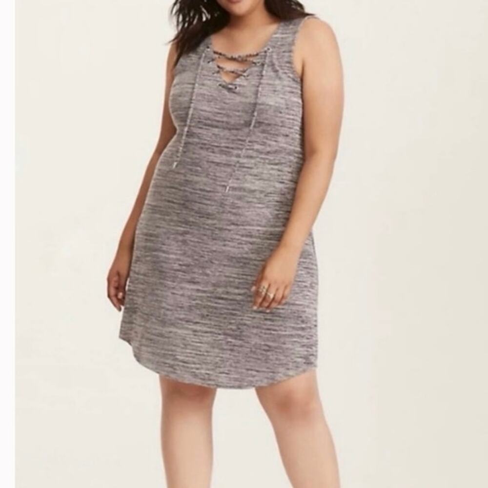 Torrid Gray Spacedye Soft Lace Neck Sleeveless Dress Size 00/10